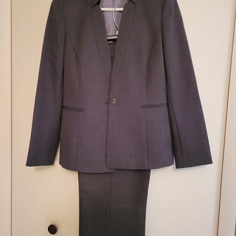 T Tahari Gray Pinstripe Women's Pantsuit